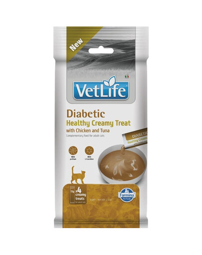 FARMINA Vet Life Cat Diabetic cremiger Snack mit Huhn und Thunfisch für Katzen mit Diabetes 60g