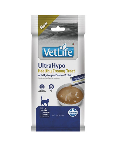 FARMINA Vet Life UltraHypo cremiger Snack mit hydrolisiertem Lachsprotein für Katzen mit empfindlicher Verdauung 60g