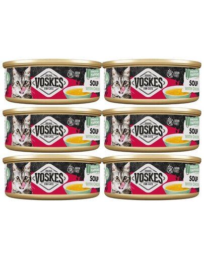 VOSKES Nassfutter Suppe mit Huhn für Katzen getreidefrei 6x50 g