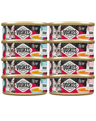 VOSKES Soup Mix Fischgeschmacks Suppe mit Lachs und Thunfisch für Katzen 8x50 g