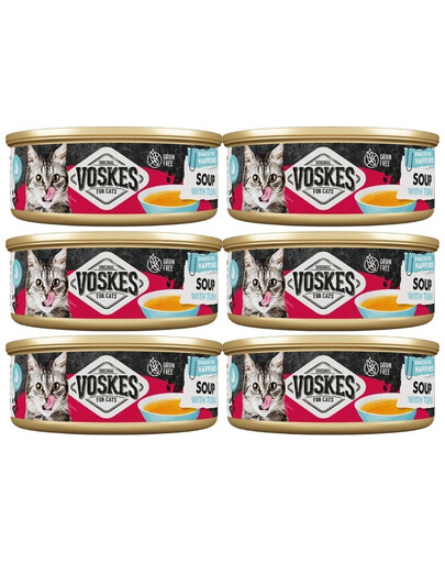 VOSKES Nassfutter Suppe mit Thunfisch für Katzen getreidefrei 6x50 g
