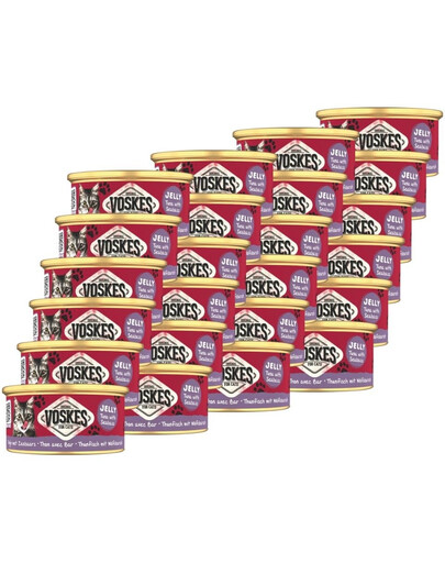 VOSKES Nassfutter mit Thunfisch und Seebarsch in Gelee für Katzen 24x85 g