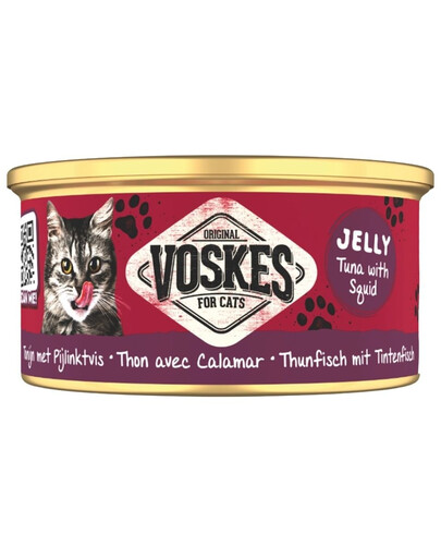 VOSKES Nassfutter mit Thunfisch und Tintenfisch in Gelee für Katzen 85g