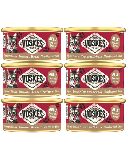 VOSKES Nassfutter mit Thunfisch und Sardelle in Gelee für Katzen 6x85 g