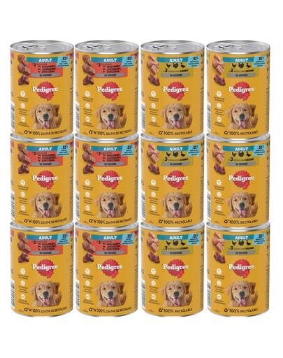 PEDIGREE Adult Mix Geschmacks: Rind, Lamm, Huhn und Geflügel in Soße 12x400 g