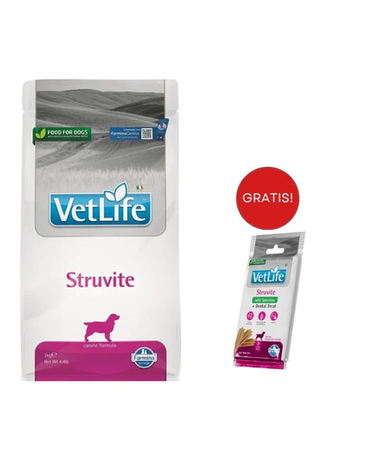 FARMINA Vet Life Struvite Dog 2 kg + Snack Dental Treat Struvite Medium/Maxi 100 g GRATIS!
