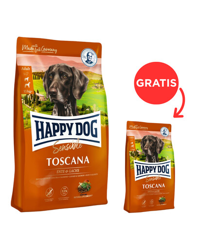 HAPPY DOG Supreme toscana 12.5 kg + 1 kg GRATIS