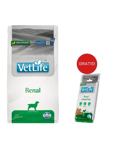 FARMINA Vet Life Renal Dog 2 kg + Dental Treat Renal Medium/Maxi 100 g GRATIS!