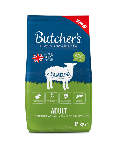 Butcher's Trockenfutter mit Lamm für adulte Hunde aller Rassen 15kg