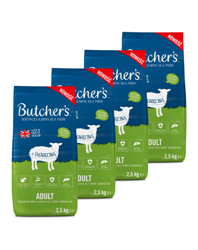 Butcher's Trockenfutter mit Lamm für adulte Hunde aller Rassen 4 x 2,5kg