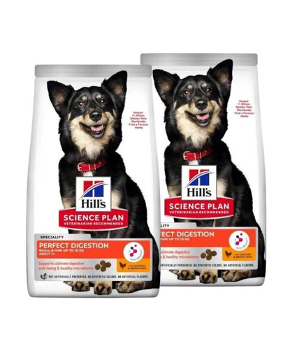 HILL'S Science Plan Adult Small Mini Perfect Digestion Chicken mit Huhn, fördert eine gesunde Verdauung, für Hunde kleiner und sehr kleiner Rassen 2x6 kg