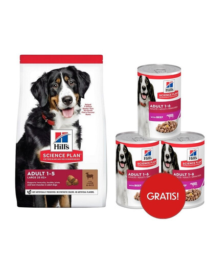 HILL'S Science Plan Canine Adult Large Breed Lamb&Rice für große Hunderassen 14 kg + 3 Dosen GRATIS
