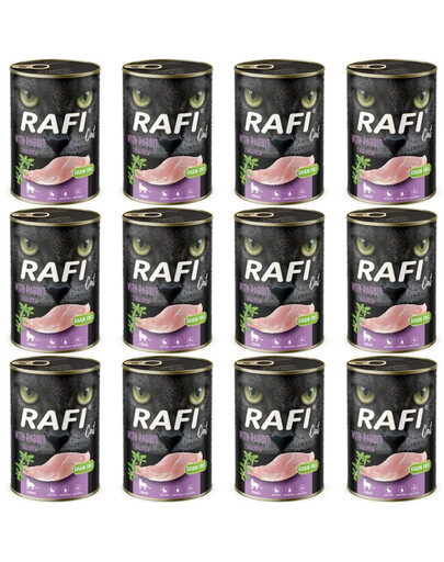RAFI Cat Nassfutter mit Kaninchen für adulte sterilisierte Katzen getreidefrei 12x400 g
