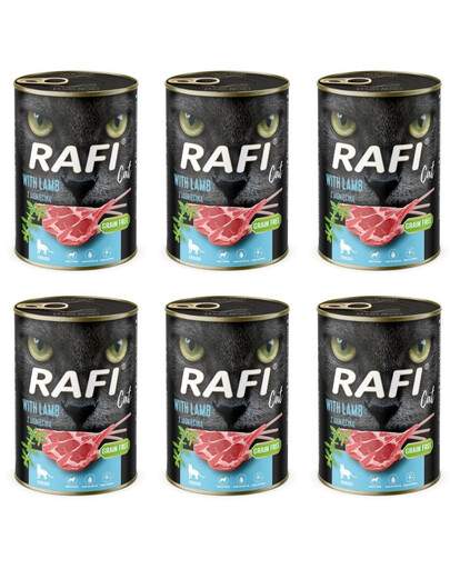 RAFI Cat Nassfutter mit Lamm für adulte sterilisierte Katzen getreidefrei 6x400 g