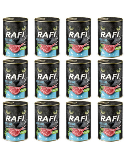 RAFI Cat Nassfutter mit Lamm für adulte sterilisierte Katzen getreidefrei 12x400 g