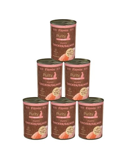 FITMIN Purity Puppy Chicken with Salmon Nassfutter Huhn mit Lachs für Welpen getreidefrei 6x400g