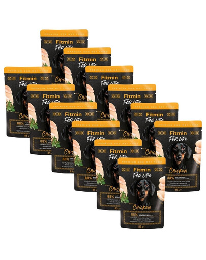 FITMIN For Life Dog Adult Chicken Nassfutter Huhn mit Kräutern in Soße 12x85g