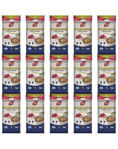 FARMINA N&D Quinoa Cat Weight Management cremiger Snack mit Huhn und Thunfisch für übergewichtige Katzen 15x60 g