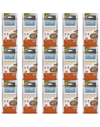 FARMINA Vet Life Cat Convalescence cremiger Snack mit Huhn und Thunfisch für Katzen zur Unterstützung der Regeneration des Körpers 15x60 g