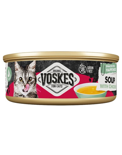 VOSKES Nassfutter Suppe mit Huhn für Katzen getreidefrei 12x50 g