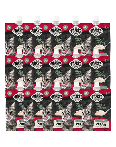 VOSKES Treat&Topping cremiger Snack mit Hähnchen für Katzen getreidefrei 15x90 g