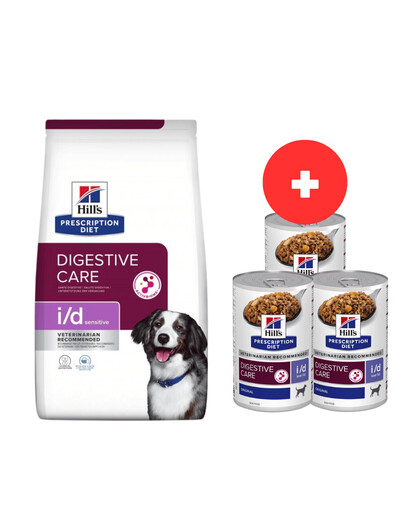 HILL'S Prescription Diet Sensitive Digestive Care i/d Activ Biome Ei und Reis 12 kg + 3 Dosen GRATIS