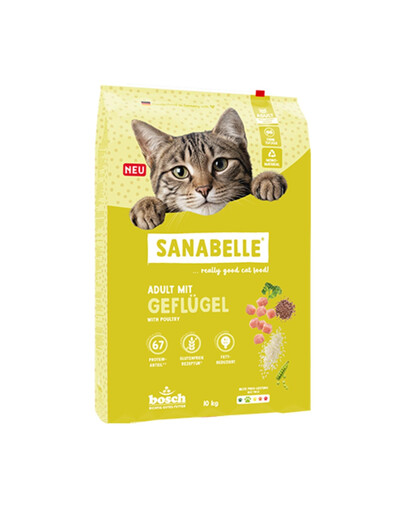SANABELLE Trockenfutter mit Geflügel für adulte Katzen leicht verdaulich 10 kg