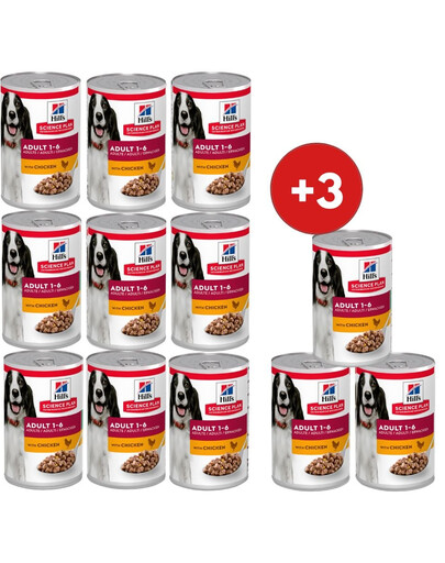 HILL'S Science Plan Canine Adult Chicken für adulte Hunde 9x370 g + 3 Gratis