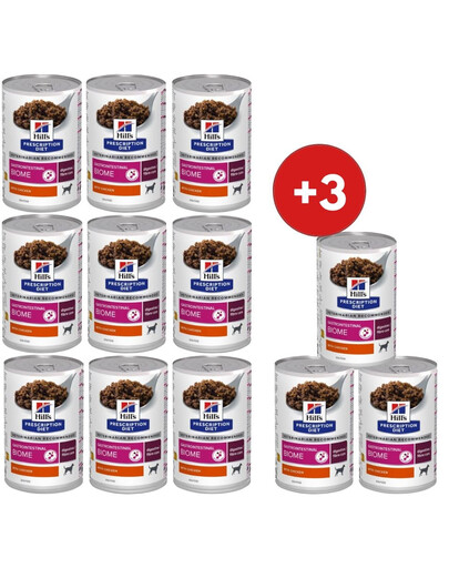 HILL'S Prescription Diet Gastrointestinal Biome mit Huhn für Hunde 9x370g + 3 Dosen GRATIS!
