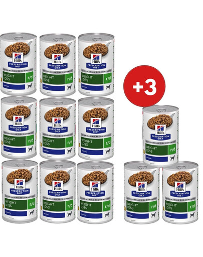 HILL'S Prescription Diet Canine r/d Weight Loss Nassfutter für Hunde mit Übergewicht 9x350 g + 3 Dosen GRATIS!
