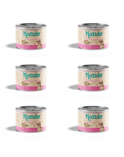 KATIDO Adult Turkey and Tuna Nassfutter Pute und Thunfisch für adulte Katzen 6x200g