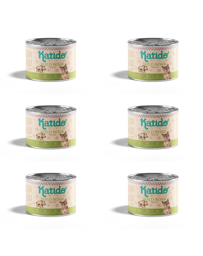 KATIDO Adult Wild Boar Nassfutter mit Wildschwein für adulte Katzen 6x200g