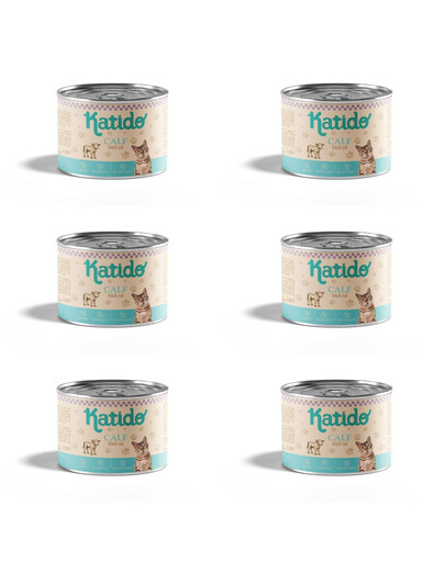 KATIDO Adult Calf Nassfutter mit Kalbfleisch für adulte Katzen 6x200g