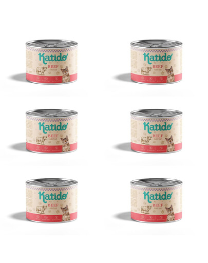KATIDO Adult Beef Nassfutter mit Rind für adulte Katzen 6x200g