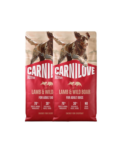 CARNILOVE Active Trockenfutter Lamm und Wildschwein für adulte Hunde getreidefrei 2x12 kg