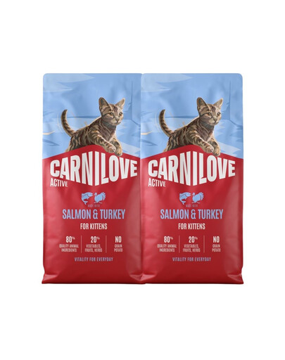 CARNILOVE Active Trockenfutter mit Lachs und Pute für Kätzchen aller Rassen getreidefrei 2x6 kg