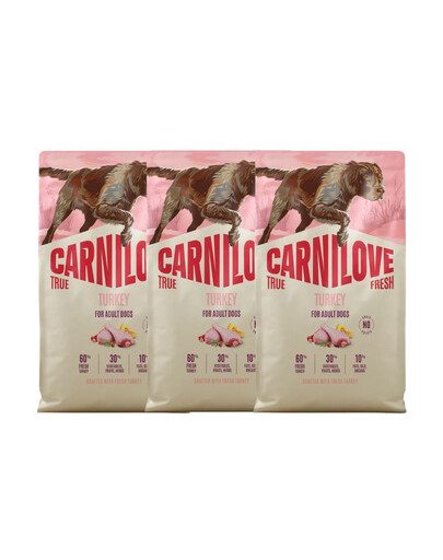 CARNILOVE True Fresh Trockenfutter mit Pute für adulte Hunde getreidefrei 3x4 kg