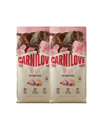 CARNILOVE True Fresh Trockenfutter mit Pute für adulte Hunde getreidefrei 2x12 kg