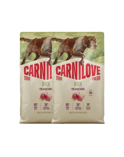 CARNILOVE True Fresh Duck Adult Trockenfutter mit Ente für adulte Hunde aller Rassen getreidefrei 2x12 kg