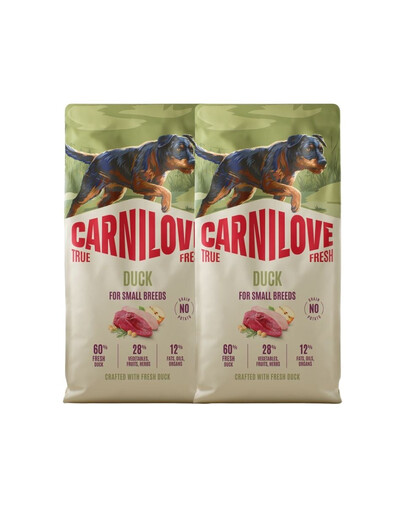 CARNILOVE True Fresh Trockenfutter mit Ente für adulte Hunde kleiner Rassen getreidefrei 2x12 kg