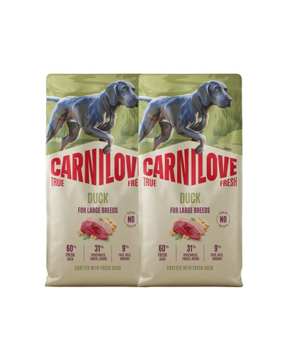 CARNILOVE True Fresh Duck Adult Large Breeds Trockenfutter mit Ente für adulte Hunde großer Rassen getreidefrei 2x12 kg
