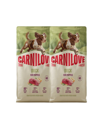 CARNILOVE True Fresh Duck Puppies Trockenfutter mit Ente für Welpen aller Rassen getreidefrei 2x12 kg