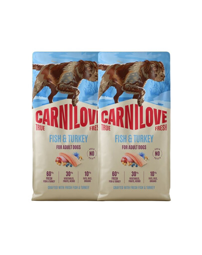 CARNILOVE True Fresh Fish and Turkey Adult Trockenfutter mit Fisch und Truthahn für adulte Hunde getreidefrei 2x12 kg