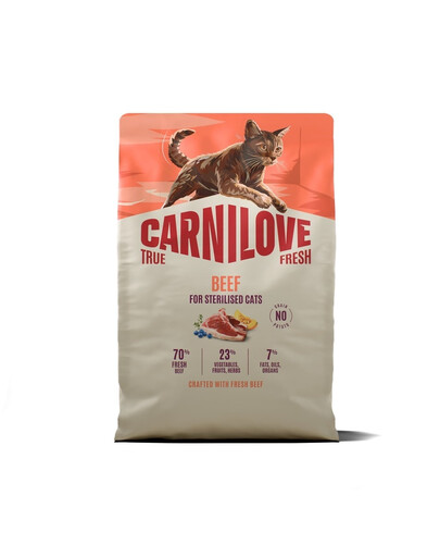 CARNILOVE True Fresh Sterilised Trockenfutter mit Rind für kastrierte Katzen getreidefrei 2 kg
