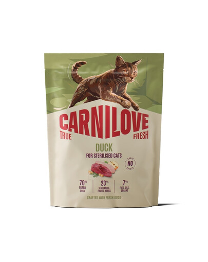 CARNILOVE True Fresh Sterilised Trockenfutter mit Ente für kastrierte Katzen getreidefrei 400g