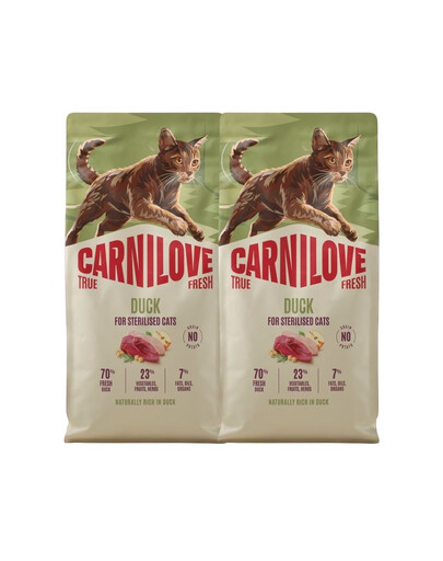 CARNILOVE True Fresh Sterilised Trockenfutter mit Ente für kastrierte Katzen getreidefrei 2x6 kg