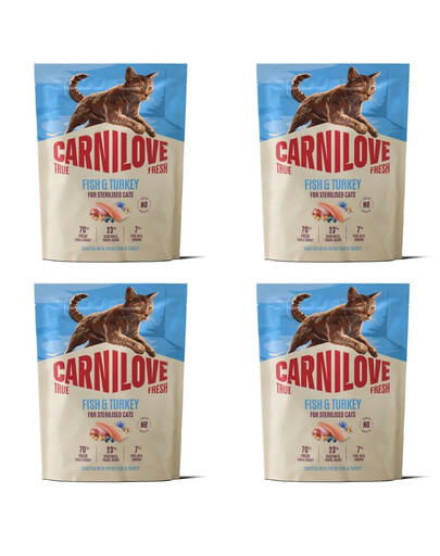 CARNILOVE True Fresh Sterilised Trockenfutter mit Fisch und Pute für kastrierte Katzen getreidefrei 4x400g