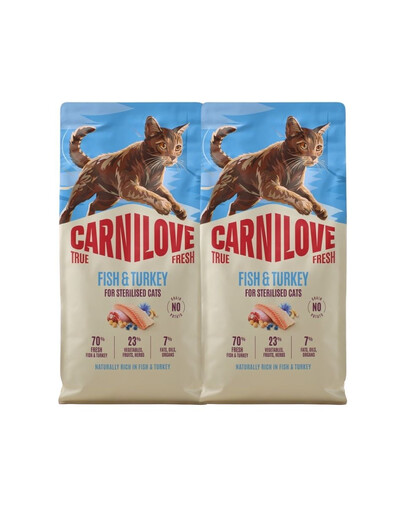 CARNILOVE True Fresh Sterilised Trockenfutter mit Fisch und Pute für kastrierte Katzen getreidefrei 2x6 kg