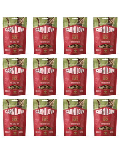 CARNILOVE Crunchy Duck knuspriger Snack mit Ente und Himbeeren für Katzen getreidefrei 12x50g