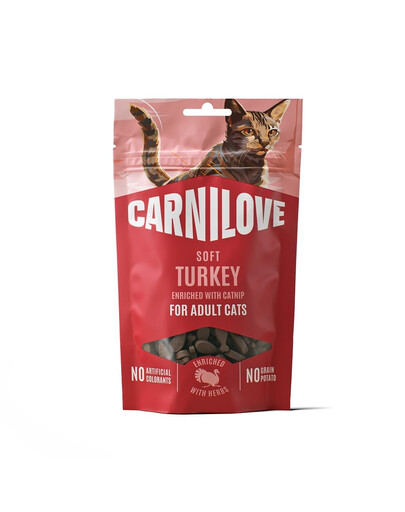CARNILOVE Soft weiche Snacks mit Pute und Katzenminze für Katzen getreidefrei 50g